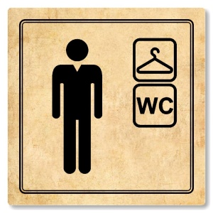 Šatna muži, wc, 80x80mm, pergamen, Utah